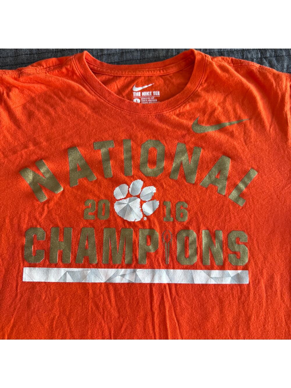Vintage Nike Tee NCAA Clemson Tigers 2016 National Championship T-Shirt Men's L